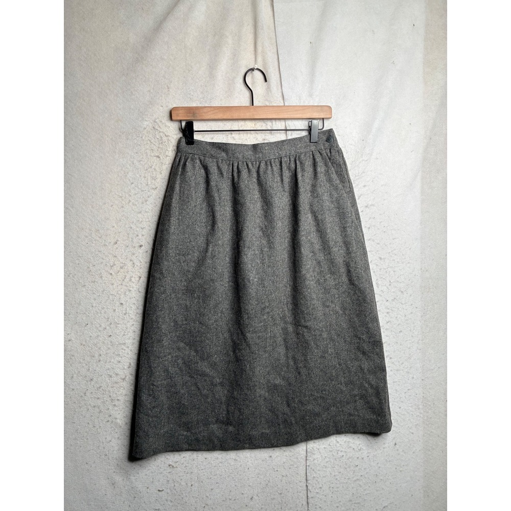 Briggs Petites Vintage Gray Wool Blend Midi Skirt Size 12 Made in USA 18005